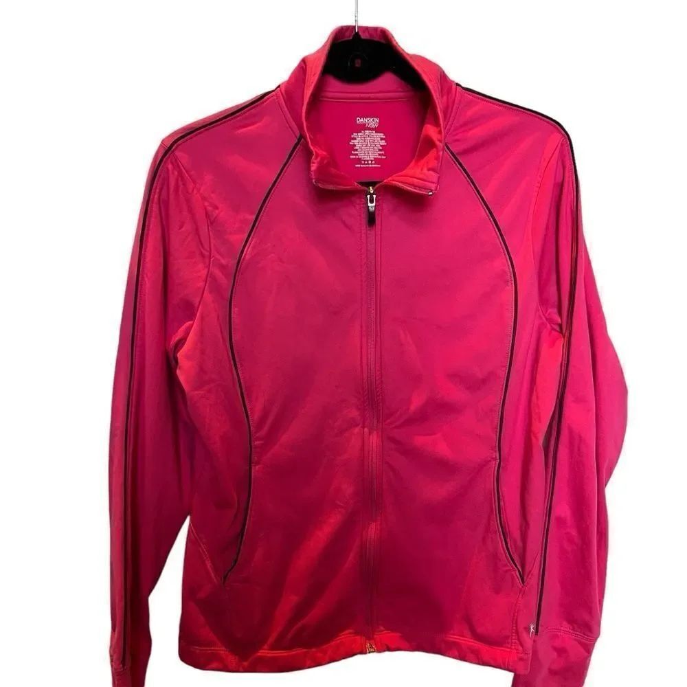 Danskin Now Women's Warm Up Jacket Pink with Gray Piping Size XL(16-18)